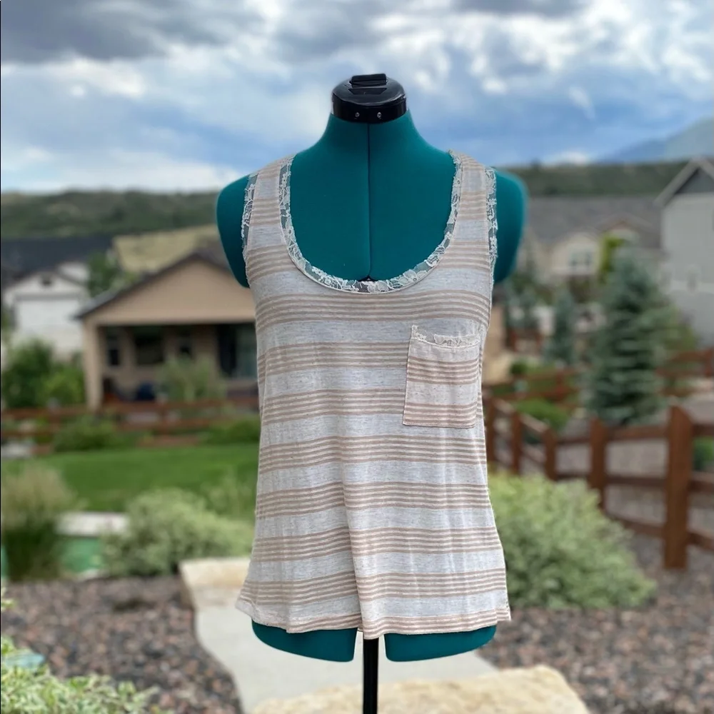 Lace Trimmed Racer Back Tank - Picture 1 of 7